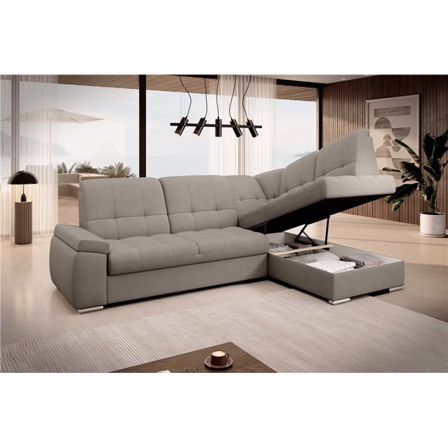 Угловой диван Elsado R, раздвижной, Poco 07, серый, H95x272x192cm