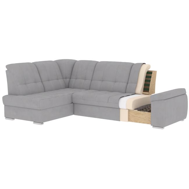 Угловой диван Elsado L, раздвижной, Flores 10, черный, H95x272x192cm