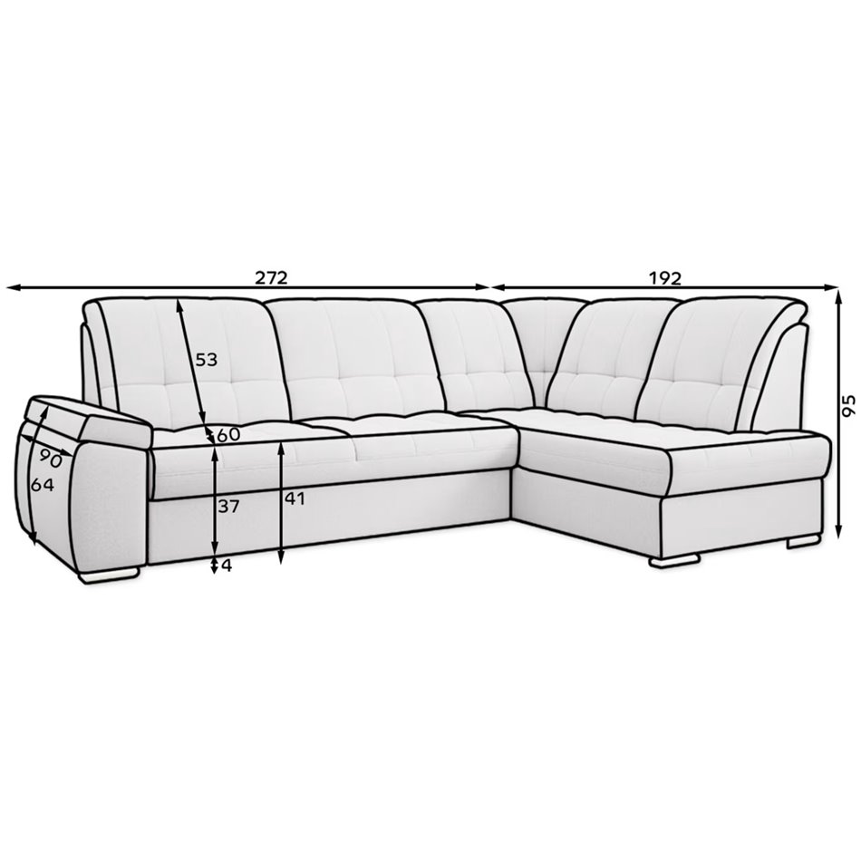 Угловой диван Elsado L, раздвижной, Gojo 04, серый, H95x272x192cm