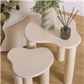 Side table set OLAO, MDF/pine wood legs, ivory, 45x45cm H50.5cm, 35x35cm H40.5cm