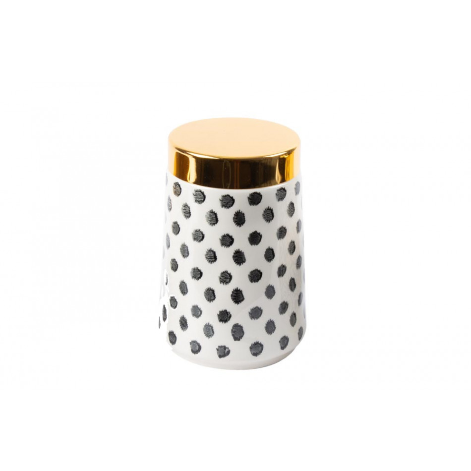 Ceramic jar for Coffee/Tea/Sugar, white/black, 12x12x17.5cm