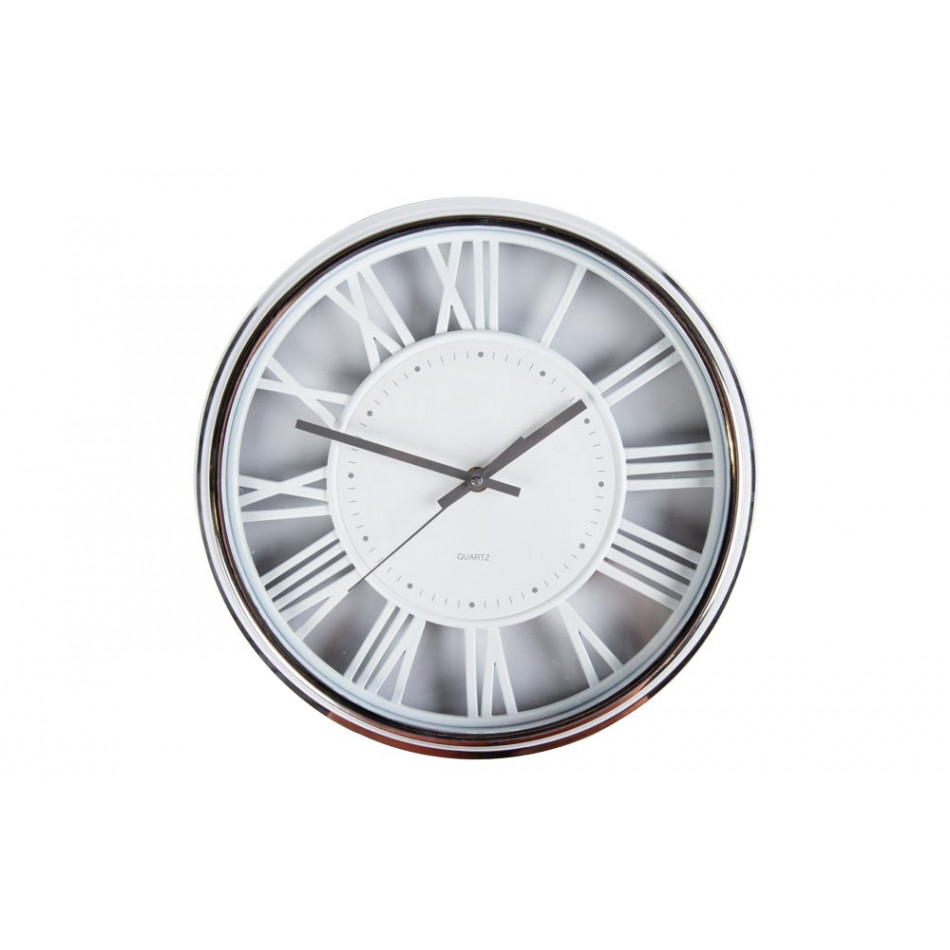 Wall clock, silver/white,  D30.5cm