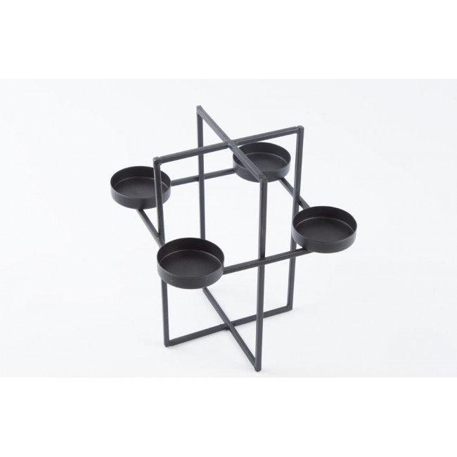 Candle holder for 4 candles, metal/black 18x18x20cm