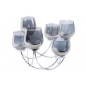 Candle holder for 6 candles, metal/glass, silver/grey colour, 35x3x23cm