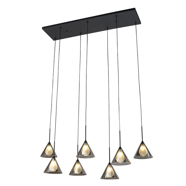 Pendant lamp Robbio 7L smoky, H150x110x32cm, G9x7 20W(MAX)