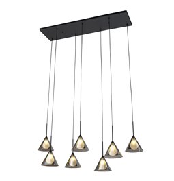 Pendant lamp Robbio 7L smoky, H150x110x32cm, G9x7 20W(MAX)