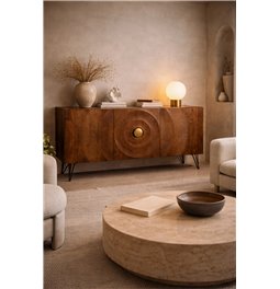 Sideboard Bailey 3D brown, mango wood/MDF/metal, H75x38x160cm