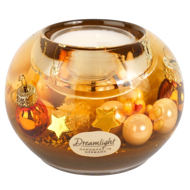 Candle holder Cozy Night, brown, glass, H6cm, D8cm