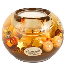 Candle holder Cozy Night, brown, glass, H6cm, D8cm