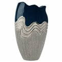 Vase Wavy, blue/silver color, ceramics, H29x8x17cm