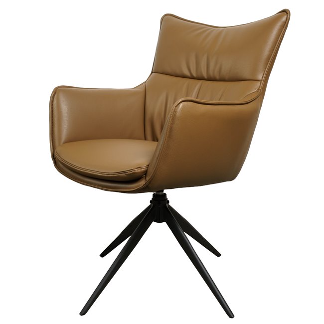 Dining chair Saktago 15, brown, rotatable 360 degrees, H93.5x62x62cm, seat height 48.5cm