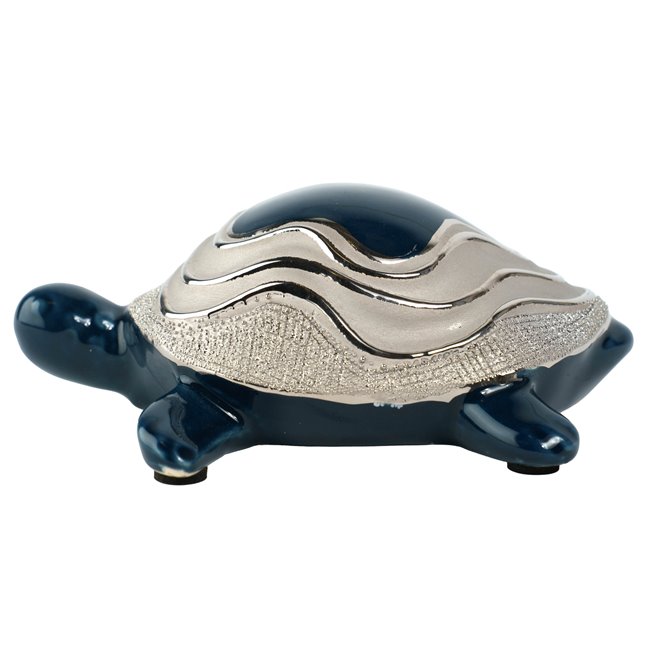 Deco figurine Turtle Wavy, ceramic, blue/silver color, H5.5x13.5x11.5cm
