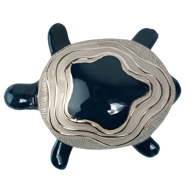 Deco figurine Turtle Wavy, ceramic, blue/silver color, H5.5x13.5x11.5cm