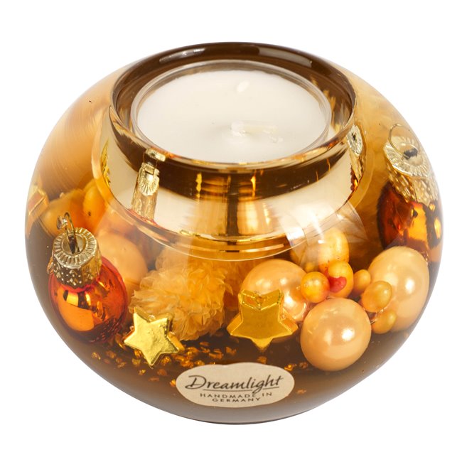 Candle holder Cozy Night, brown, glass, H6cm, D8cm