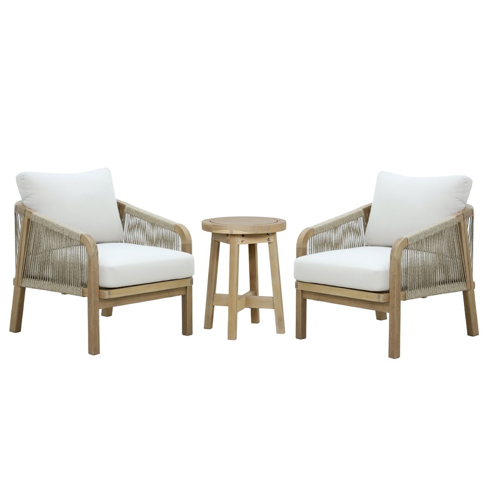 Garden single lounge Ravonna, acacia/polyester, H69x68x80cm, seat height 44cm