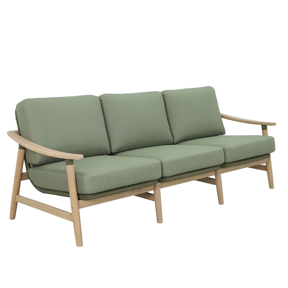 Garden triple lounge Massaya, eucalyptus/polyester, H76x207x85cm