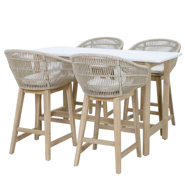 Garden bar chair Tallar, acacia wood/polyester, H80x60x53cm