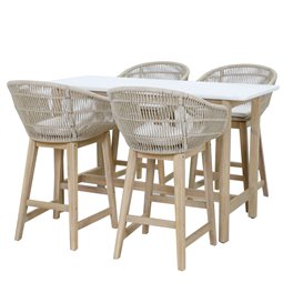 Garden bar chair Tallar, acacia wood/polyester, H80x60x53cm