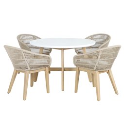 Garden table Tallara 120, acacia wood/terrazzo, D120cm H76cm