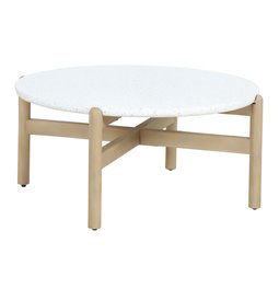Garden coffee table Tallara, acacia wood/terrazzo, D84cm H40cm