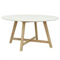 Garden dinning table Malli, eucalyptus wood/travertine, D150cm H76cm