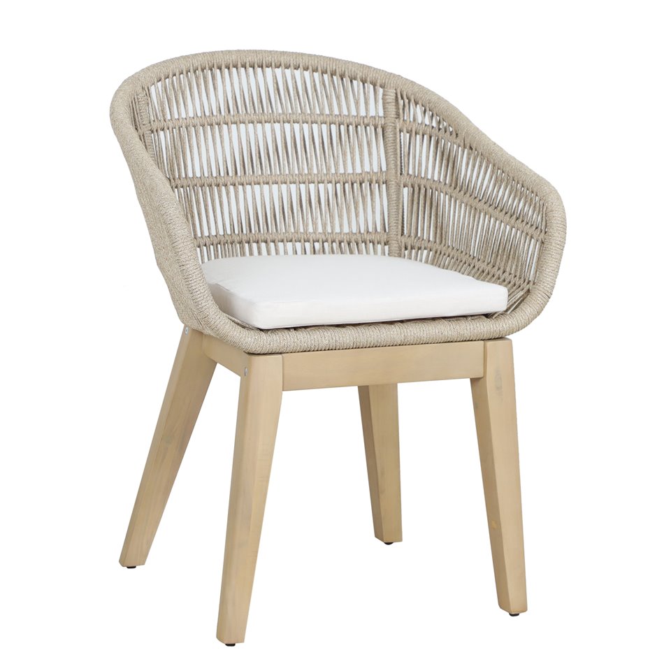 Garden dinning chair Tallara, acacia/polyester, H80x60x53cm