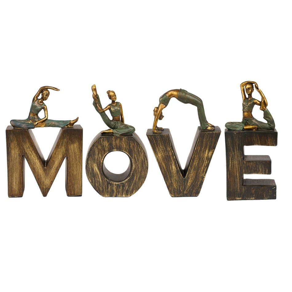 Deco figurine Yoga lady M O V E, set 4 pcs., H23.5x4.5x51cm