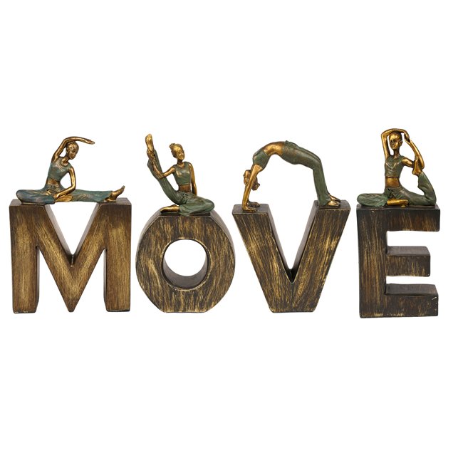 Deco figurine Yoga lady M O V E, set 4 pcs., H23.5x4.5x51cm