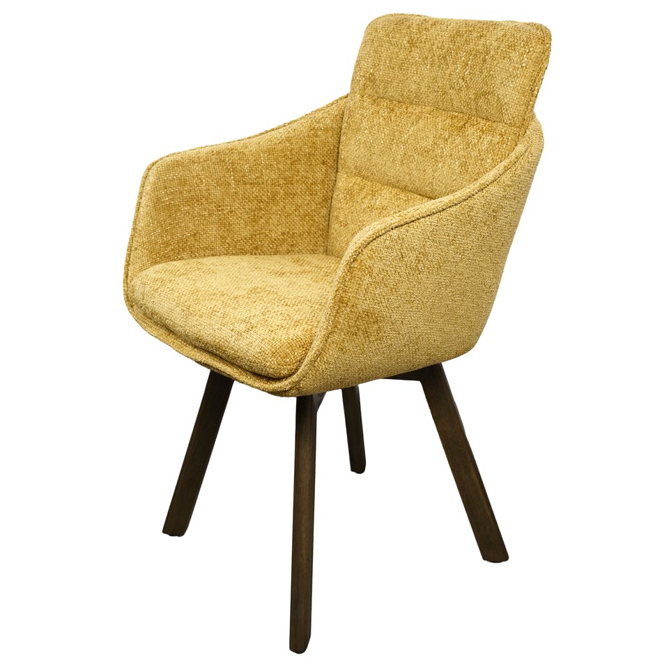 Dining chair Sarroka 7, brown/yellow, rotatable 360 degrees, H87x57x59.5cm, seat height 50cm