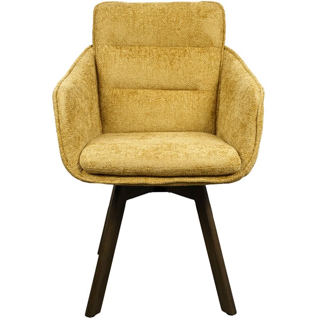 Dining chair Sarroka 7, brown/yellow, rotatable 360 degrees, H87x57x59.5cm, seat height 50cm
