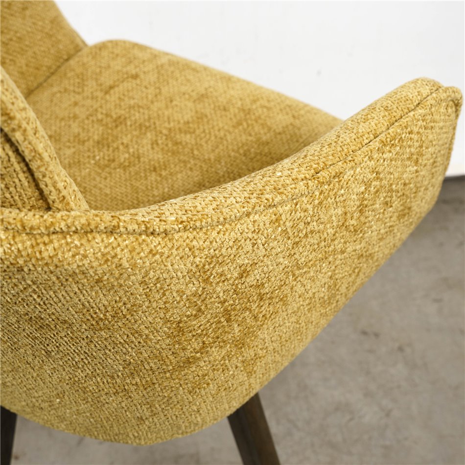 Dining chair Sarroka 7, brown/yellow, rotatable 360 degrees, H87x57x59.5cm, seat height 50cm
