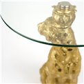 Side table Leopard, transparent/gold color, 41.5x36.5cm H51.5cm