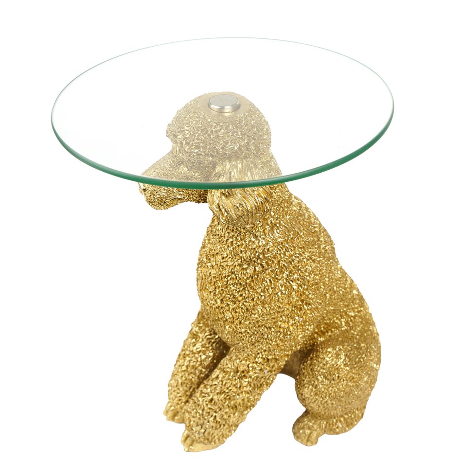 Приставной столик Poodle, прозрачный/золотой цвет, 40.5x33.5cm H47.5cm