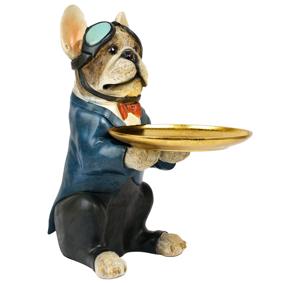 Deco figurine Dog with plate, H51x36.5x21.5cm