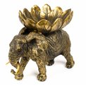 Декоративная фигурка Elephant with tray, черный/золотой цвет, H22.5x26x17cm