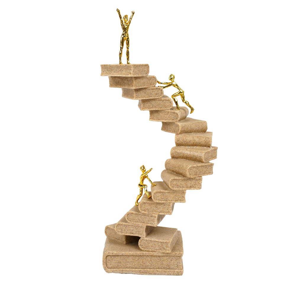 Deco figurine Book with figure, sand/gold color, H31x14.5x10.5cm
