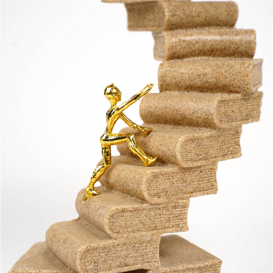 Deco figurine Book with figure, sand/gold color, H31x14.5x10.5cm