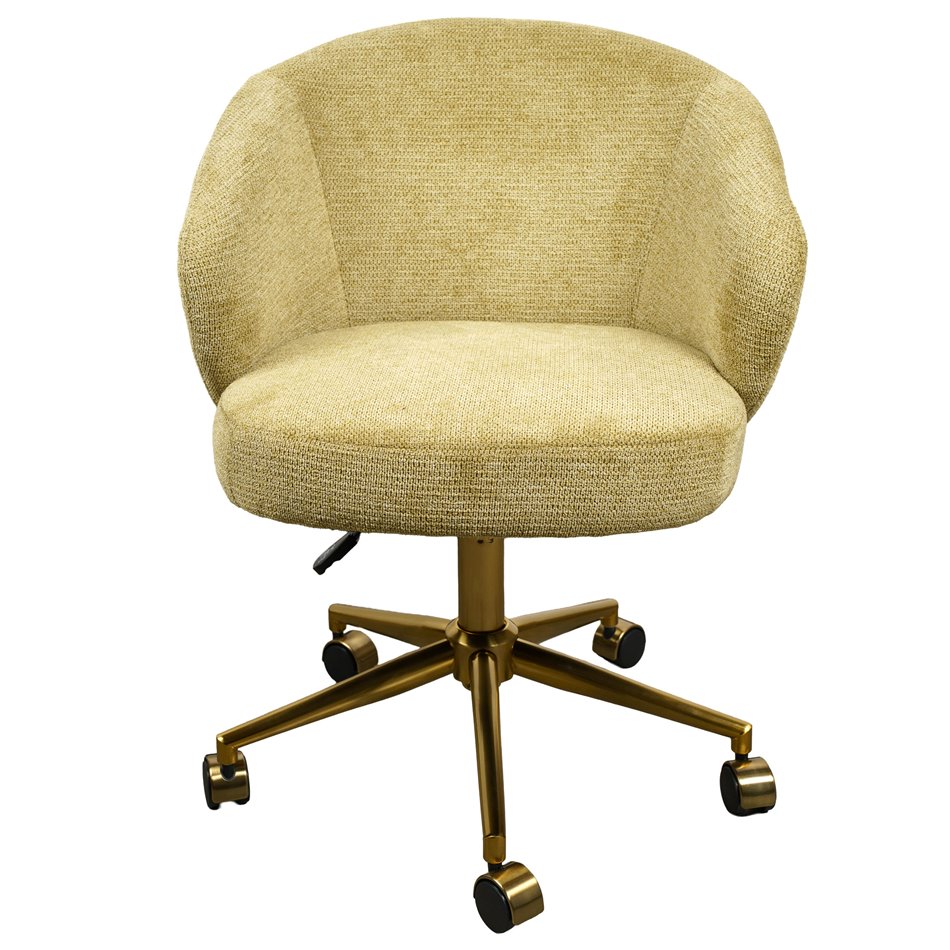 Office chair Sahara 35, yellowgreen/gold color, H76-86x60x61cm, seat height 48-58cm