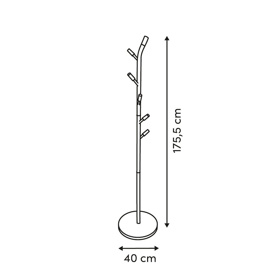 Coat rack Cassie, metal/MDF/pine wood, H175.5x40x40cm