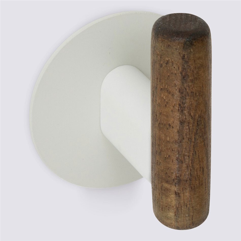 Wall hook Cassie, metal/wood, self-adhesive, set of 2 pcs., H8.2x6.5x5.3cm