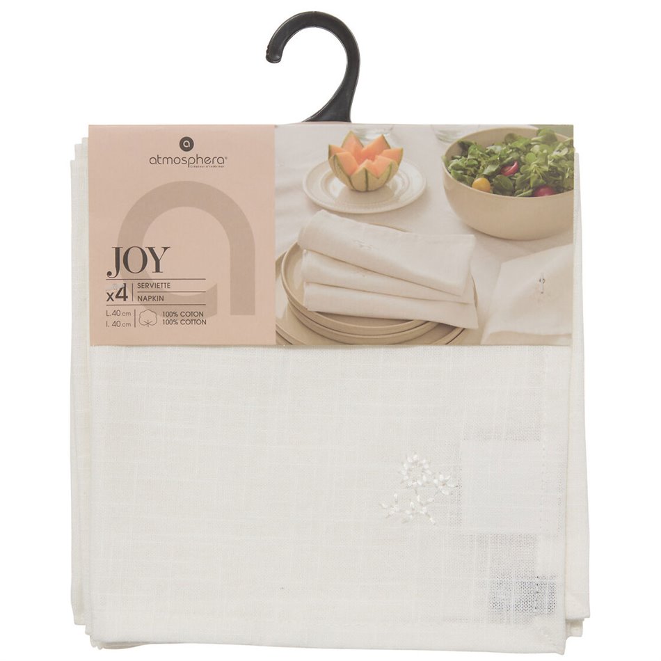 Napkin set Joy, 4 pcs., white, cotton, 40x40cm