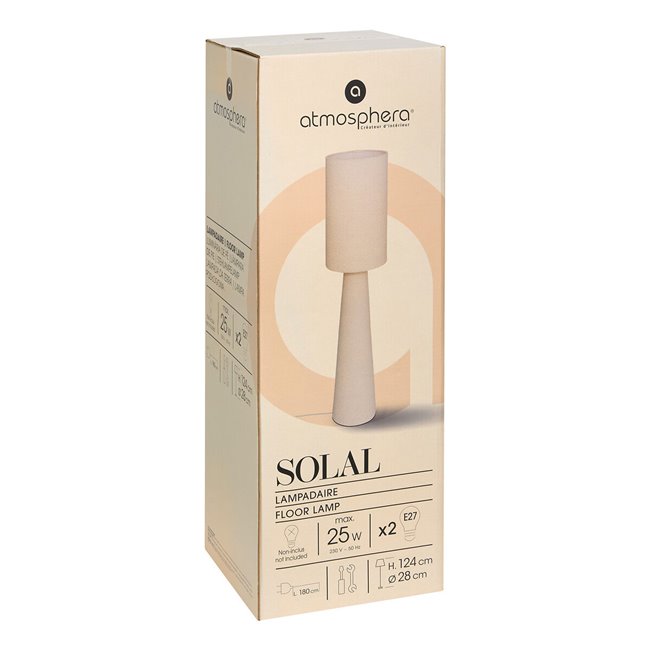 Floor lamp Solal, cream, H124cm, D28cm, E27x2 25W(MAX)