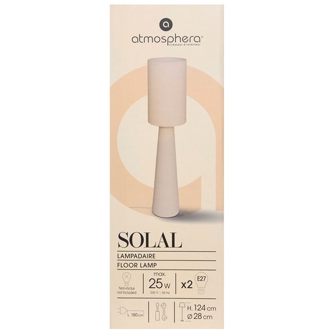 Floor lamp Solal, cream, H124cm, D28cm, E27x2 25W(MAX)