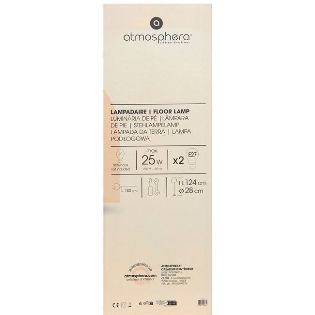 Floor lamp Solal, cream, H124cm, D28cm, E27x2 25W(MAX)
