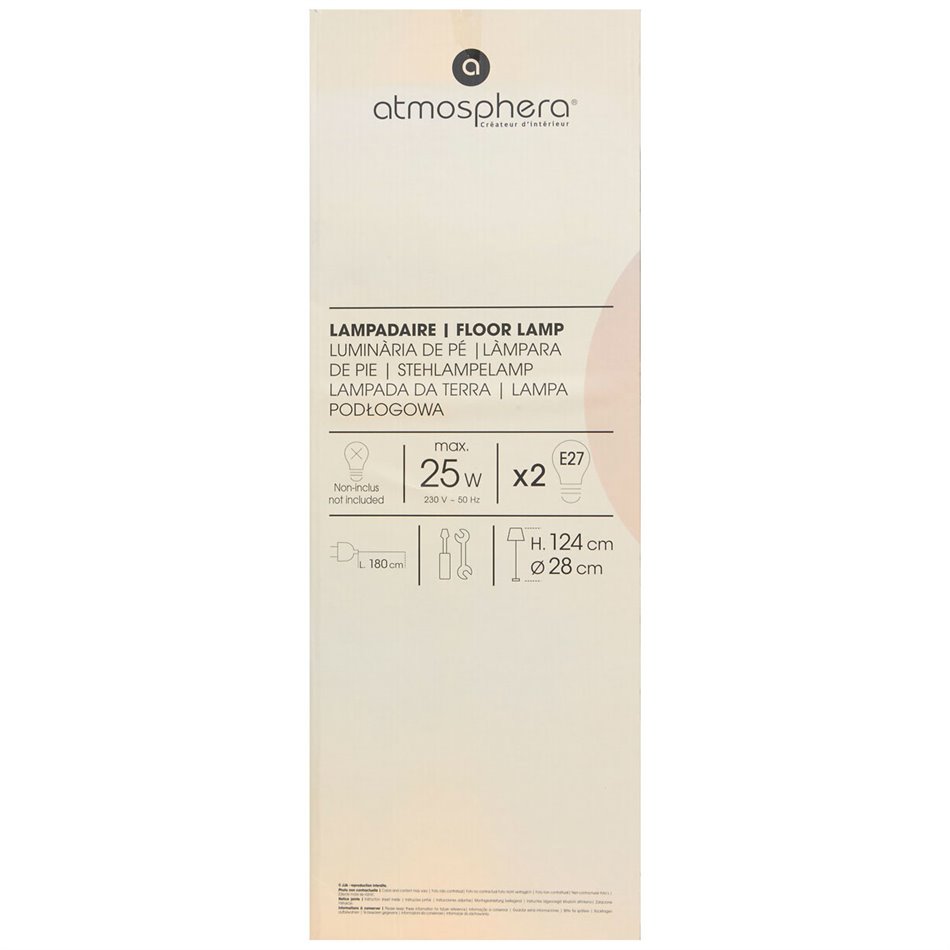 Floor lamp Solal, cream, H124cm, D28cm, E27x2 25W(MAX)