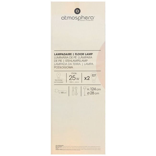 Floor lamp Solal, cream, H124cm, D28cm, E27x2 25W(MAX)
