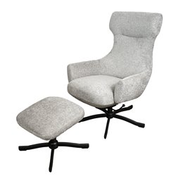 Armchair Valdina with ottoman, grey, H105.5x82.5x73cm