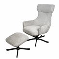 Armchair Valdina with ottoman, grey, H105.5x82.5x73cm