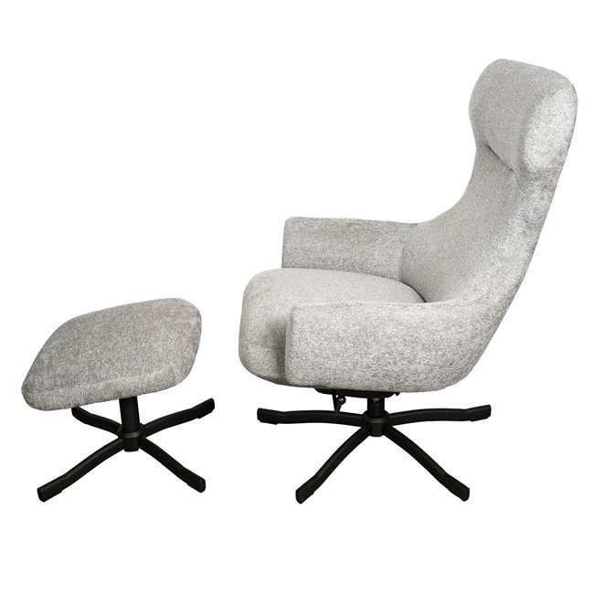 Armchair Valdina with ottoman, grey, H105.5x82.5x73cm
