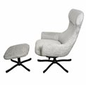 Armchair Valdina with ottoman, grey, H105.5x82.5x73cm